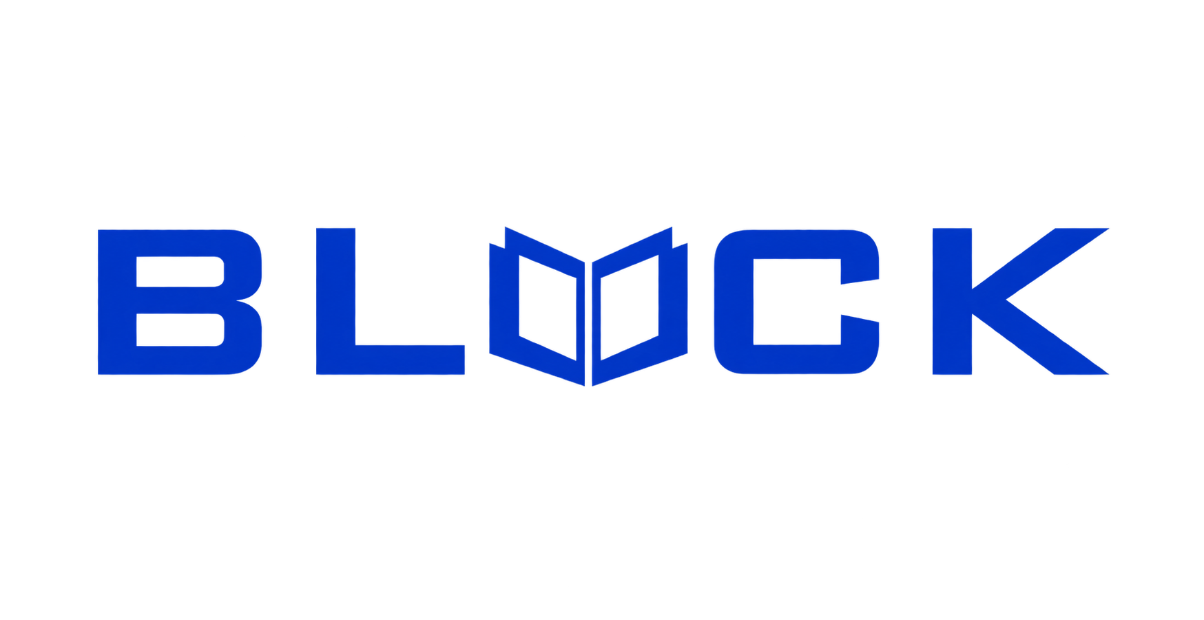 BLOCK, with an open book in place of the O